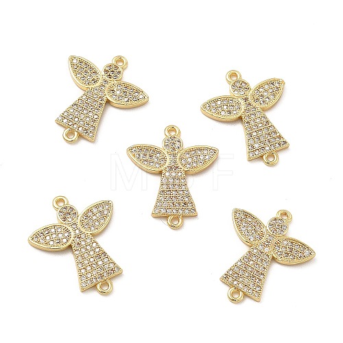Brass Micro Pave Clear Cubic Zirconia Connector Charms KK-E068-VB266-1