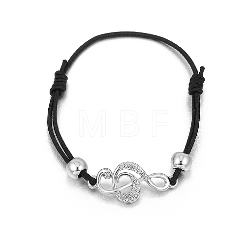 Alloy with Rhinestone Musical Note Link Bracelet PW-WG50083-02-1