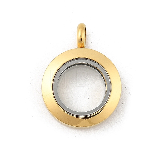 304 Stainless Steel Floating Locket Pendants STAS-E443-41G-1