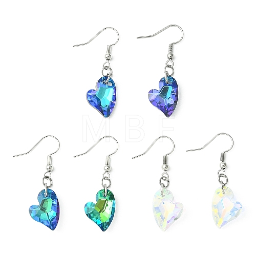 Heart Faceted Glass Dangle Earrings EJEW-JE05325-1