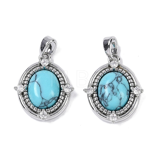 Synthetic Turquoise Oval Pendants KK-U043-44P-D-1