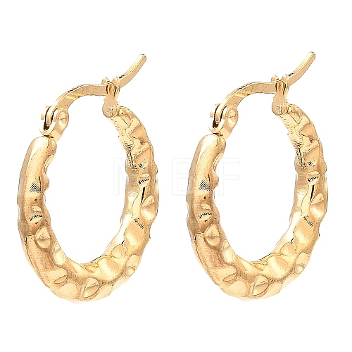 304 Stainless Steel Textured Hoop Earrings for Women EJEW-E291-07G-1