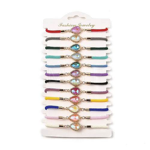 12Pcs 12 Colors Polyester Bracelets BJEW-P340-09G-1