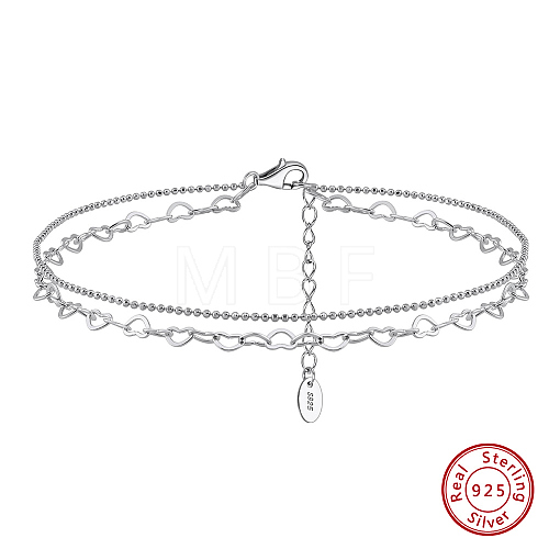 925 Sterling Silver Anklet AJEW-Z039-04P-1