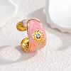 304 Stainless Steel Enamel & Rhinestone Cuff Open Rings WG35DFF-01-1