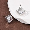 Brass Micro Pave Clear Cubic Zirconia Stud Earrings EJEW-C174-02B-P-3