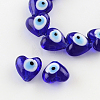 Heart Evil Eye Lampwork Bead Strands LAMP-R119-01-1