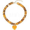 Resin and Plastic Heart Pendant Rondelle Beaded Necklaces with Alloy End Chains FS-WG415CE-02-1