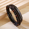 PU Leather Braided Cord Bracelets PW-WGF341D-05-1