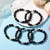 Round Natural Lava Rock & Cat Eye Beads Stretch Bracelets for Women BJEW-JB10986-2