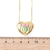 304 Stainless Steel Enamel Heart with Flower Pendant Necklaces for Women NJEW-D347-01G-01-5