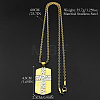 Duo Tone 304 Stainless Steel Rectangle Dog Tag with Cross Pendant Necklaces for Men WGBC7F7-02-3
