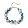 Brass & Natural & Synthetic Mixed Gemstone Chip & Round Beads Bracelets for Women BJEW-JB13151-02-2
