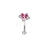 Heart 304 Stainless Steel Pink Cubic Zirconia Eyebrow Curved Barbell Rings WG9A661-06-1