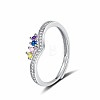 Brass Micro Pave Cubic Zirconia Adjustable Rings for Women PW-WG77B81-04-1