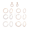 Kissitty 7 Pairs 7 Style Resin Pearl Beaded C-shape & Ring Dangle Stud Earrings FIND-KS0001-16-1