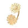 304 Stainless Steel Flower Cuff Bangles for Women BJEW-Z157-02G-03-2