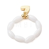 Natural Shell with Brass Enamel Pendant Finger Rings for Couples RJEW-TA00230-5