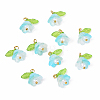 10Pcs Acrylic & Glass Flower Pendants PALLOY-YW00116-02-1