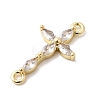 Brass Pave Clear Cubic Zirconia Connector Charms KK-H529-39C-G-2