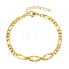 304 Stainless Steel Figaro Chains & Hollow Cross Link Chains Bracelets for Women BJEW-JB13975-3