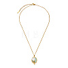 304 Stainless Steel Crystal Rhinestone Emanel Oval with Acrylic Tulip Flower Pendant Cable Chain Necklaces for Women WGD1E82-01-2