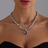 Alloy Glass Nuggets Pendant CCB Plastic Beaded Necklaces for Women FS-WG68853-01-1
