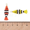 Copper Wired Glass Seed Bead Pendants PALLOY-MZ01301-3