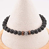 Natural Lava Rock Round Beads Stretch Stretch for Men Women AE5007-4