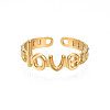 Ion Plating(IP) 304 Stainless Steel Word Love Open Cuff Ring for Women RJEW-S405-262G-2