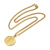 Brass Clear Cubic Zirconia Curb Chain Constellation Pendant Medal Necklaces for Women NJEW-U010-01G-09-2