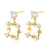 Brass Micro Pave Clear Cubic Zirconia Stud Earrings Findings for Half Drilled Beads KK-T071-12G-2