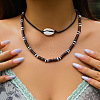 Natural Shell & Coconut Heishi Beaded Double Layer Necklaces FS-WG27ECA-06-1