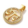 Zodiac Theme Brass Micro Pave Cubic Zirconia Pendants KK-M273-05I-G-2