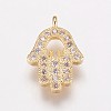 Brass Cubic Zirconia Charms KK-P134-29G-1