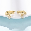 Heart Brass Micro Pave Clear Cubic Zirconia Cuff Earrings EJEW-H178-05G-1