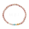 Natural Green Aventurine & Rose Quartz & Howlite & White Jade & Yellow Aventurine & Rhodonite & Synthetic Blue Lace Agate & Brass Beads Stretch Bracelets for Women BJEW-JB13334-01-2