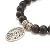 Natural Lava Rock Round Beads Stretch Bracelet BJEW-JB07461-5