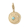 304 Stainless Steel Rhinestone Flat Round with Star Pendant Decoration STAS-S165-03B-G-1