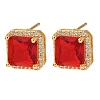 Brass Micro Pave Cubic Zirconia Stud Earrings for Women EJEW-F418-14G-2