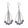 Teardrop Natural Amethyst Dangle Earrings EJEW-JE06762-3