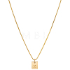 1Pc Stainless Steel Letter Rectangle Pendant Necklaces NJEW-LP0001-34Z-G-1