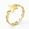 Ion Plating(IP) 304 Stainless Steel Star Cuff Ring for Women RJEW-C060-10G-1