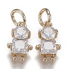 Brass Micro Pave Clear Cubic Zirconia Pendants ZIRC-Z003-15G-1