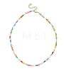 Dyed Natural Freshwater Shell Column & Faceted Rondelle Glass Beaded Necklaces for Women NJEW-JN06050-3