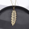 304 Stainless Steel Leaf Pendant Necklaces NJEW-H059-29B-G-2