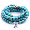 Bohemian Styles Synthetic Round Turquoise Beaded Stretch Bracelets for Women Men XW1500-1-1