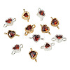 12Pcs 2 Colors Brass Pave Cubic Zirconia Heart Links Connector Charms KK-TA0003-48G-3