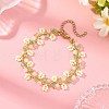 Flower Seed Bead Beaded Bracelet Sets with Natural Rose Quartz for Women BJEW-MZ00350-01-1