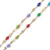 304 Stainless Steel Colorful Enamel Link Chain Slider Necklace Makings AJEW-JB01269-3